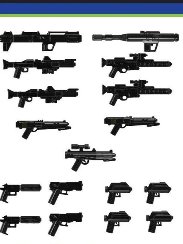 Big Kid Brix Custom LEGO® Minifigure Accessories – Trooper Blaster Weapons Pack - Black