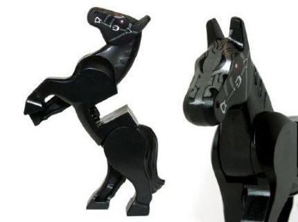 LEGO® 10352c01pb02 Horse, Movable Legs with Dark Red Eyes, White Pupils and Pearl Dark Gray Bridle Pattern