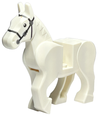 LEGO® Minifigure Animals – Horse, Movable Legs with Black Eyes, White Pupils & Single Silver Buckle 10352c01pb06