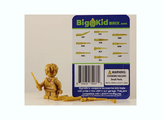 Big Kid Brix Custom LEGO® Minifigure Accessories – Wizarding Wands Pack - Gold