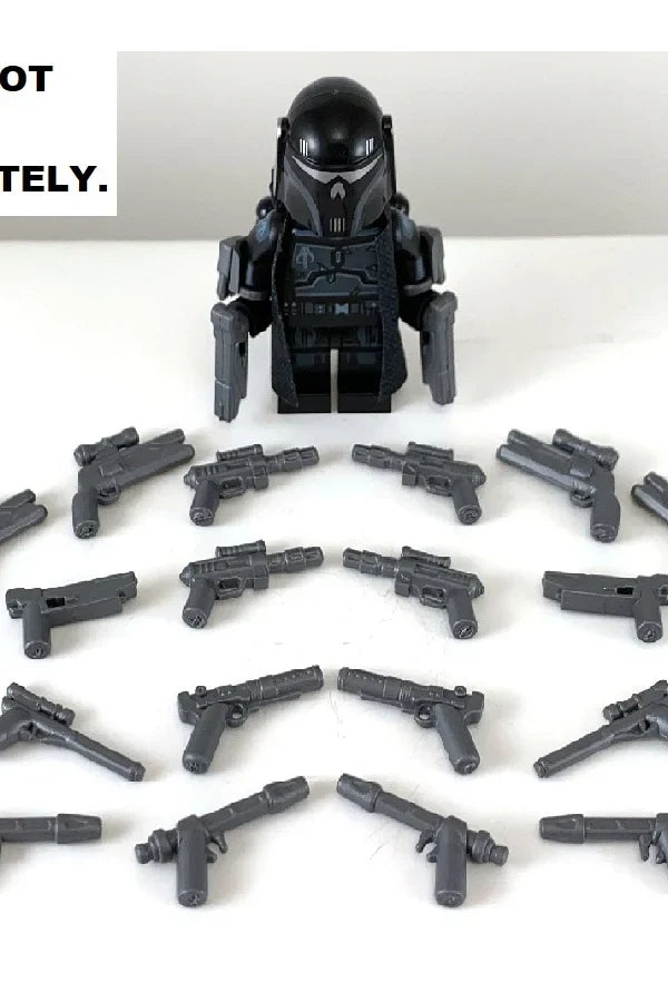 Big Kid Brix Custom LEGO® Minifigure Accessories – Mando Hunter Blaster Pack - Metallic Grey