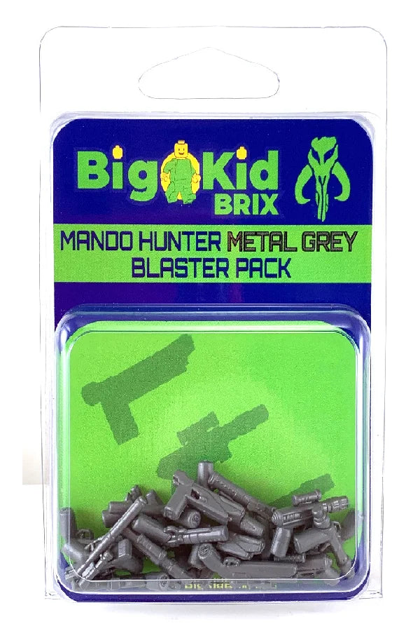 Big Kid Brix Custom LEGO® Minifigure Accessories – Mando Hunter Blaster Pack - Metallic Grey