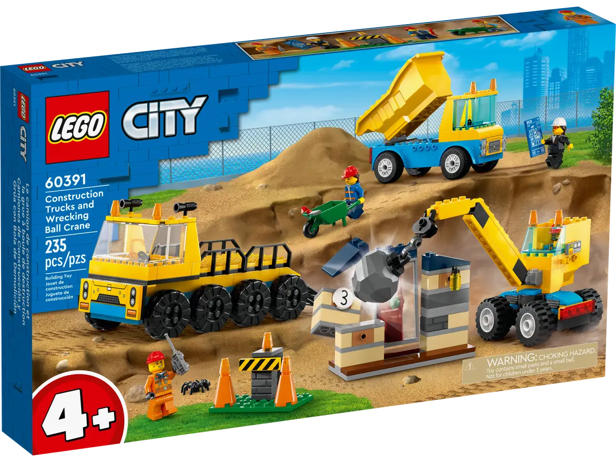 LEGO® Town 60391 Construction Trucks and Wrecking Ball Crane Building Kit