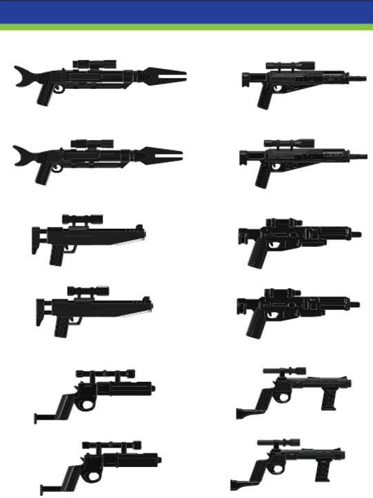 Big Kid Brix Custom LEGO® Minifigure Accessories – Mando Hunter Rifles Blaster Pack - Black