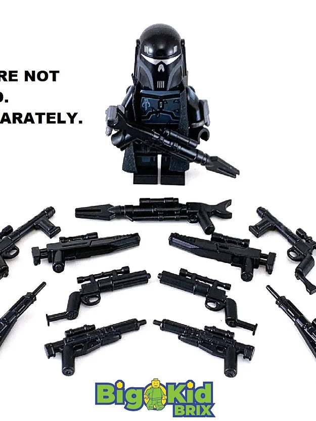 Big Kid Brix Custom LEGO® Minifigure Accessories – Mando Hunter Rifles Blaster Pack - Black