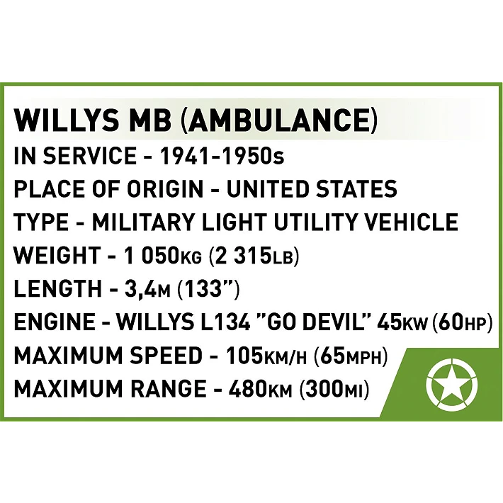 COBI™ Jeep Medical Willys MB Vehicle Set# 2295