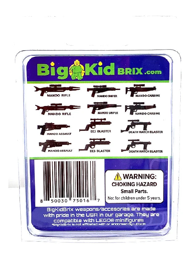 Big Kid Brix Custom LEGO® Minifigure Accessories – Mando Hunter Rifles Blaster Pack - Black