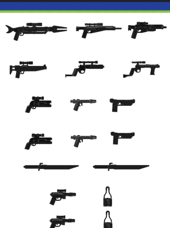 Big Kid Brix Custom LEGO® Minifigure Accessories – Mando Hunter Weapons Pack - Black