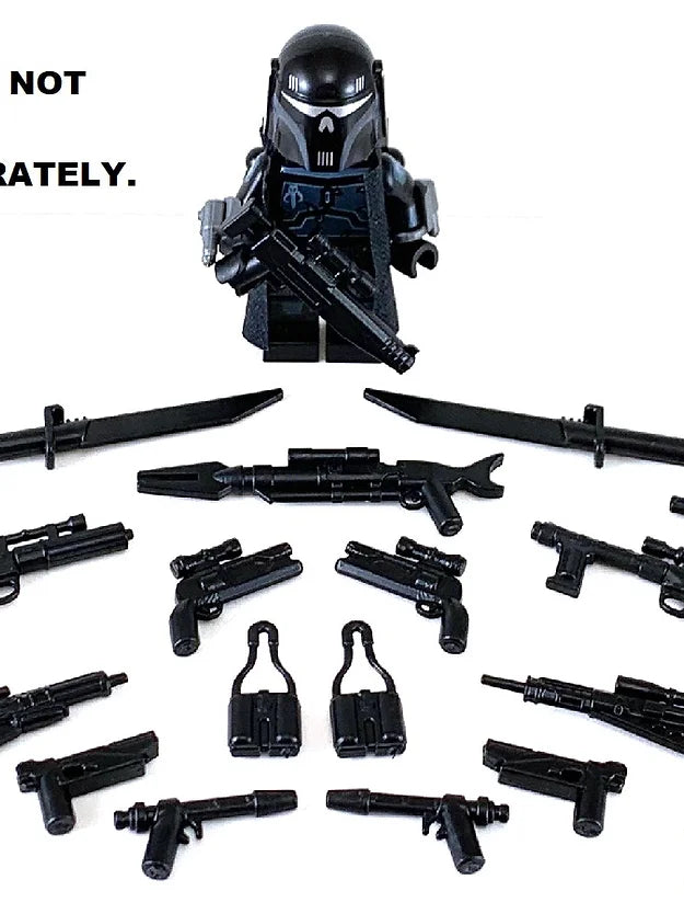Big Kid Brix Custom LEGO® Minifigure Accessories – Mando Hunter Weapons Pack - Black
