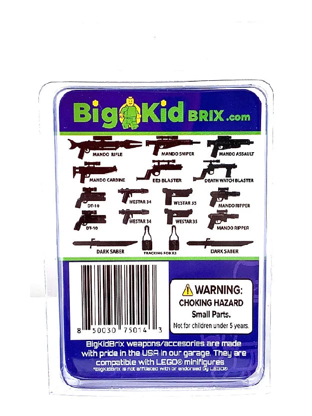 Big Kid Brix Custom LEGO® Minifigure Accessories – Mando Hunter Weapons Pack - Black