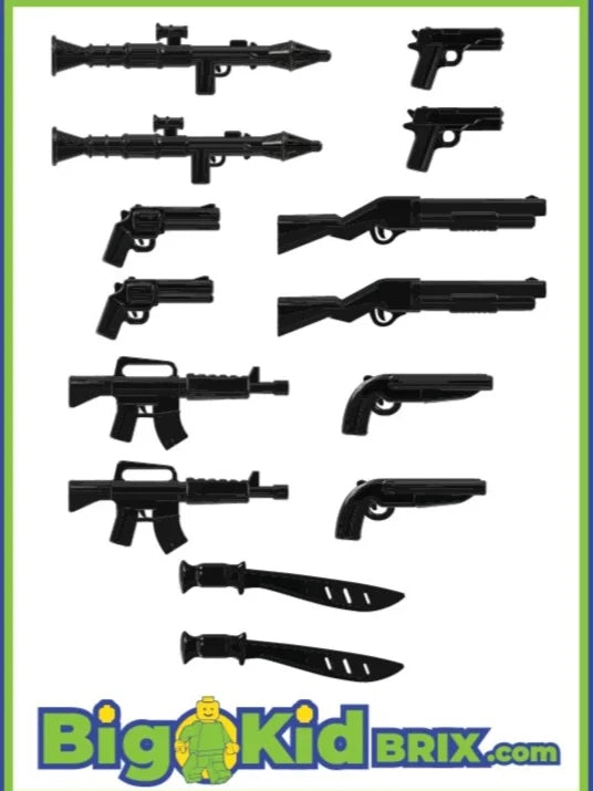 Big Kid Brix Custom LEGO® Minifigure Accessories – Modern Weapons Pack - Black
