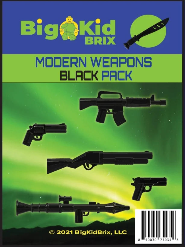 Big Kid Brix Custom LEGO® Minifigure Accessories – Modern Weapons Pack - Black
