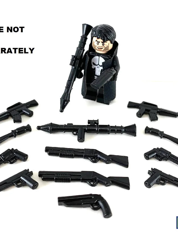 Big Kid Brix Custom LEGO® Minifigure Accessories – Modern Weapons Pack - Black