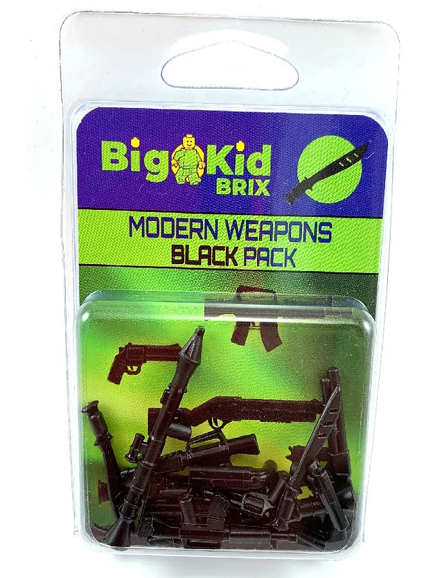 Big Kid Brix Custom LEGO® Minifigure Accessories – Modern Weapons Pack - Black