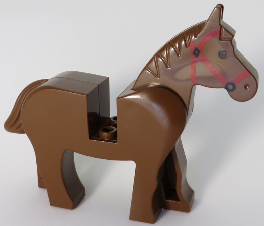 LEGO® Minifigure Animals – 4493c01pb03 Horse with Black Eyes, Red Bridle Pattern