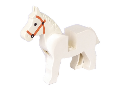 LEGO® Minifigure Animals – 4493c01pb04 Horse with Black Eyes, White Pupils and Dark Orange Bridle Pattern