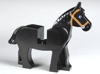 LEGO® Minifigure Animals – Horse with Black & White Eyes, White Pupils & Medium Nougat Bridle 4493c01pb07