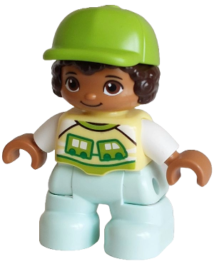 Preowned LEGO® Minifigure – DUPLO 47205pb125 (Duplo Figure Lego Ville, Child Boy, Light Aqua Legs, Bright Light Yellow Shirt