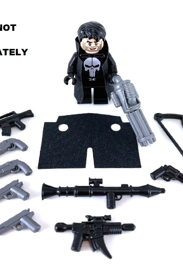 Big Kid Brix Custom LEGO® Minifigure Accessories – Punisher Weapons Pack - Black/Grey