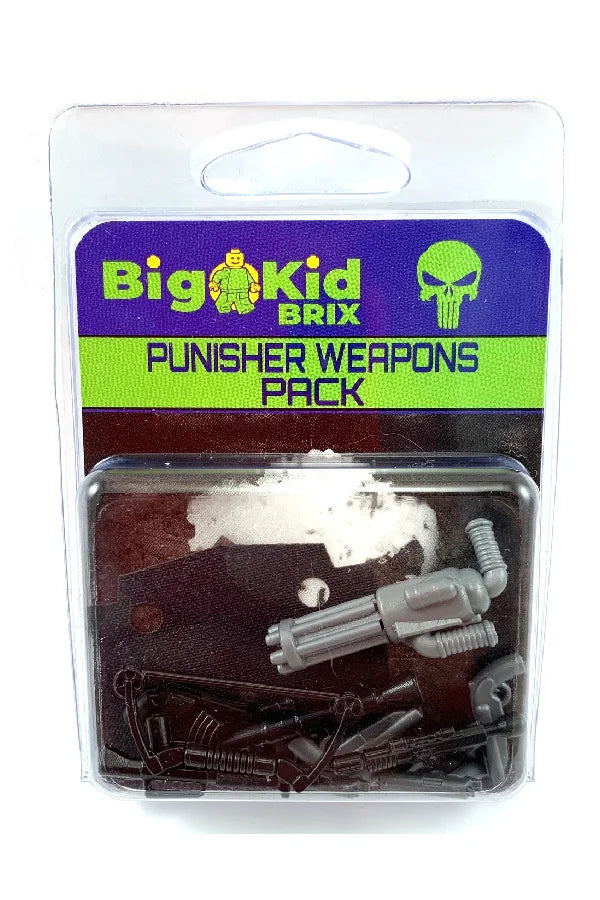Big Kid Brix Custom LEGO® Minifigure Accessories – Punisher Weapons Pack - Black/Grey