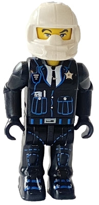 Preowned LEGO® Minifigure – Jack Stone 4j002 Police Black Legs Black Jacket White Helmet Ye