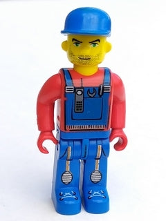 Preowned LEGO® Minifigure – Jack Stone 4j006 Tractor Driver w/Blue Overalls Red Shirt Plain