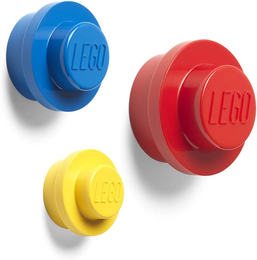 LEGO® Wall Hanger Set 3-Piece Coat Hooks Red Blue Yellow