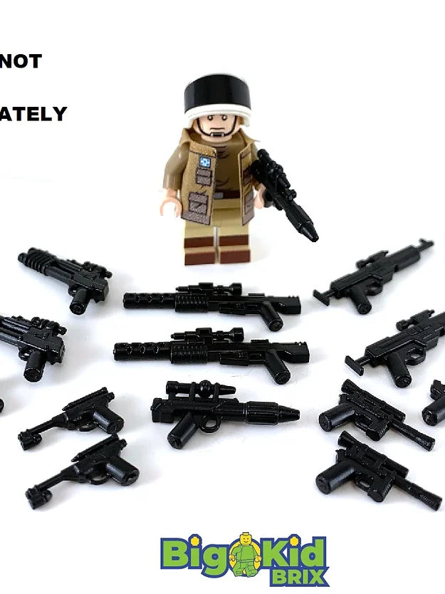 Big Kid Brix Custom LEGO® Minifigure Accessories – Rebel Blaster Weapons Pack - Black