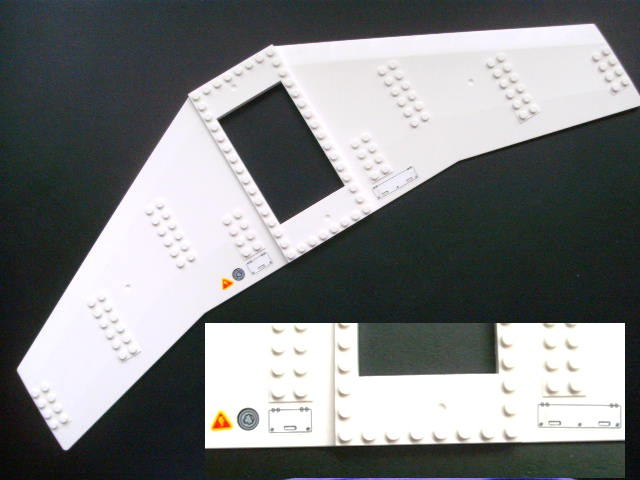 LEGO® Parts – Wing Plate 20 x 56 with 6 x 10 Cutout and No Holes with Warning Sign 54093pb03
