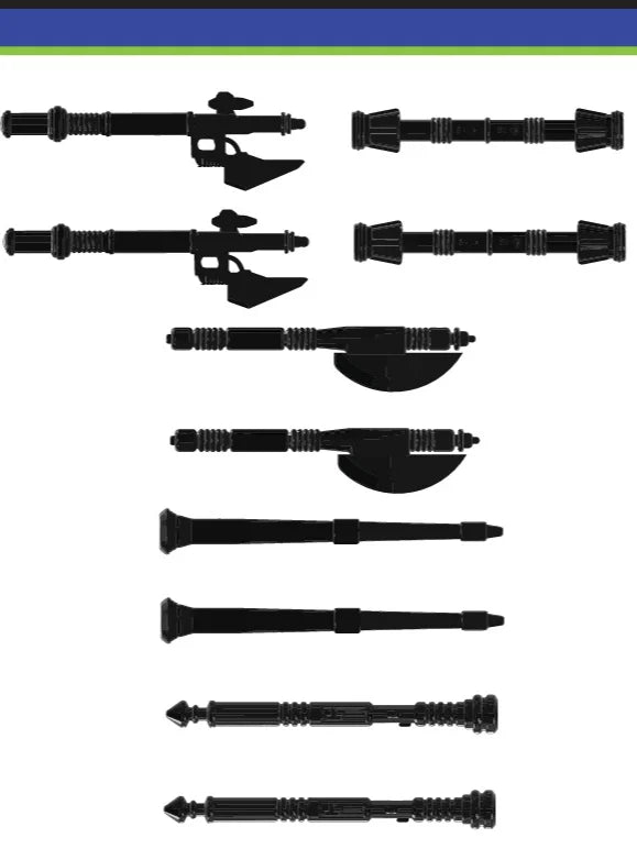 Big Kid Brix Custom LEGO® Minifigure Accessories – Royal Guard Weapons Pack - Black
