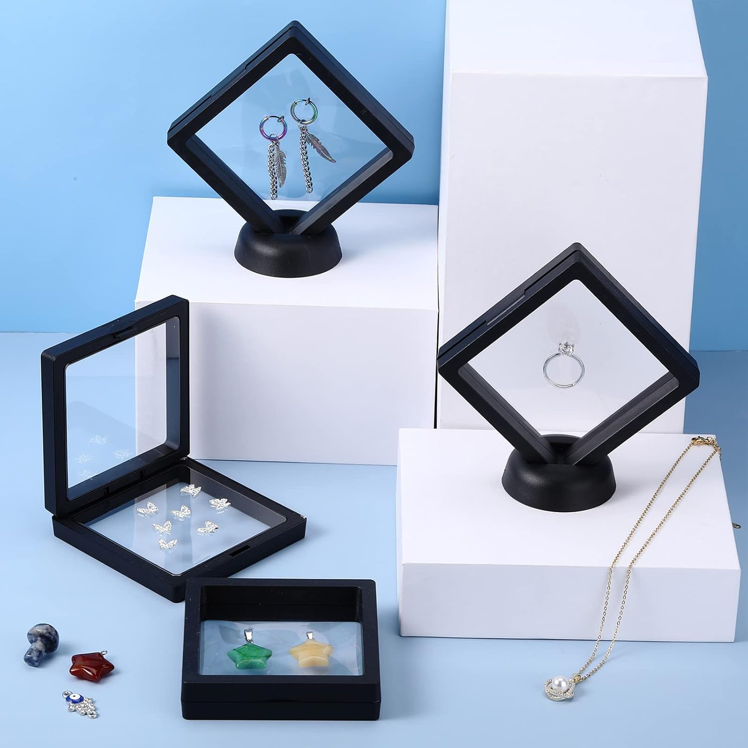 3.5" Minifigure Floating Display Stand Protective Case