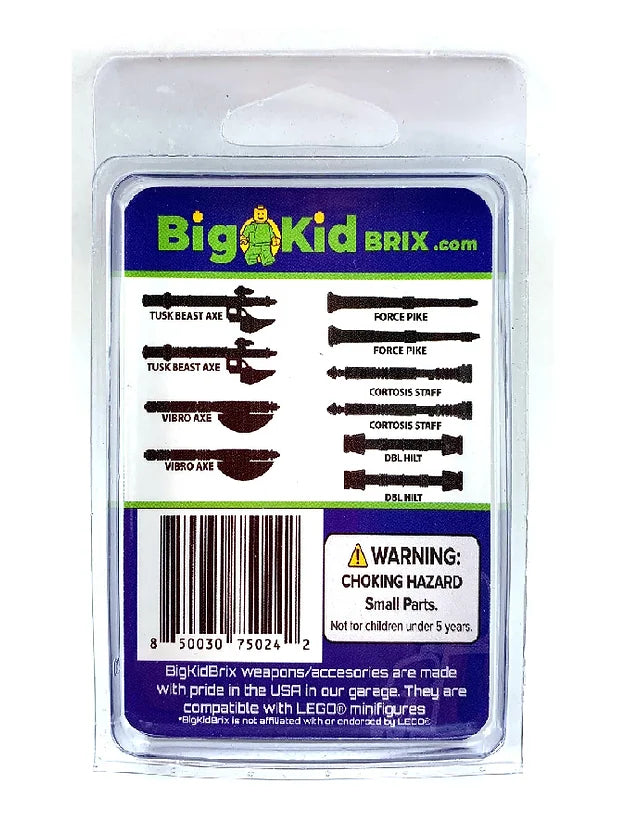Big Kid Brix Custom LEGO® Minifigure Accessories – Royal Guard Weapons Pack - Black