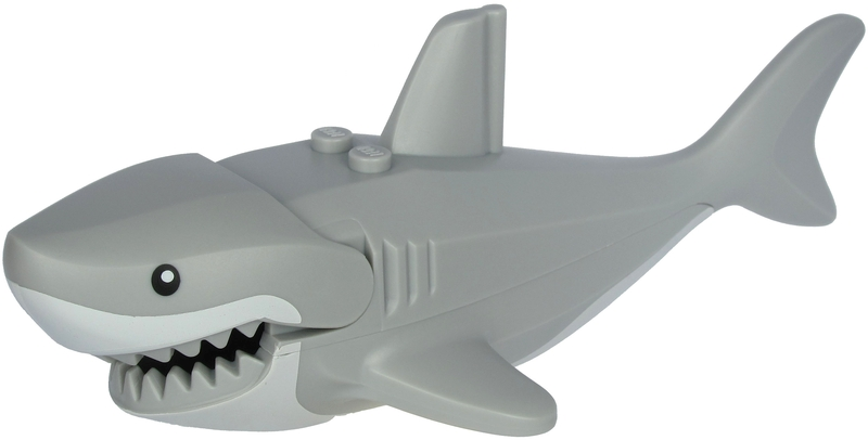 LEGO® 62605pb03c01 Shark Large with Gills with White Mouth and Stomach and Black Eyes Pattern