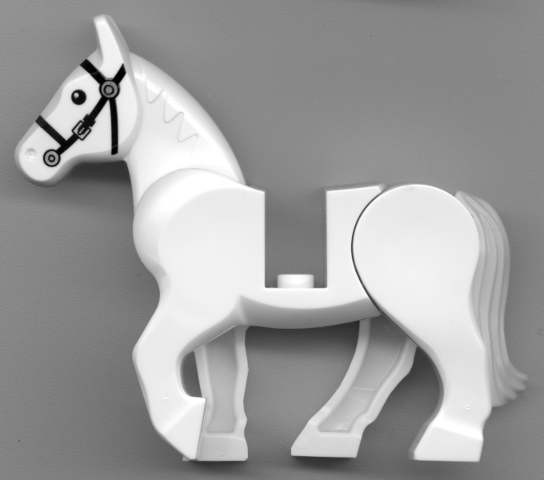 LEGO® Minifigure Animals – Horse, Movable Legs with Black Eyes, White Pupils & Single Silver Buckle 10352c01pb06