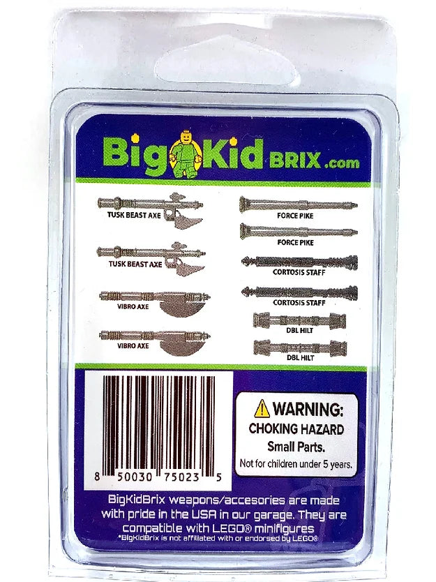 Big Kid Brix Custom LEGO® Minifigure Accessories – Royal Guard Weapons Pack - Metallic Grey