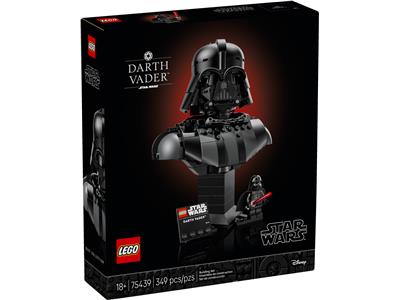 LEGO Darth Vader bust packaging with branding and product details.