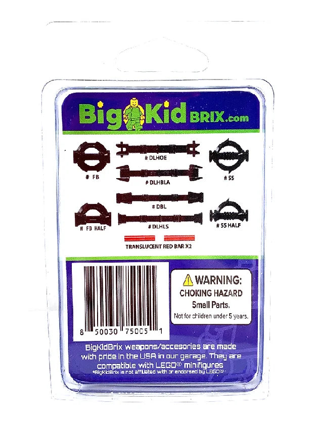 Big Kid Brix Custom LEGO® Minifigure Accessories – Space Knight Double Hilt Pack - Black