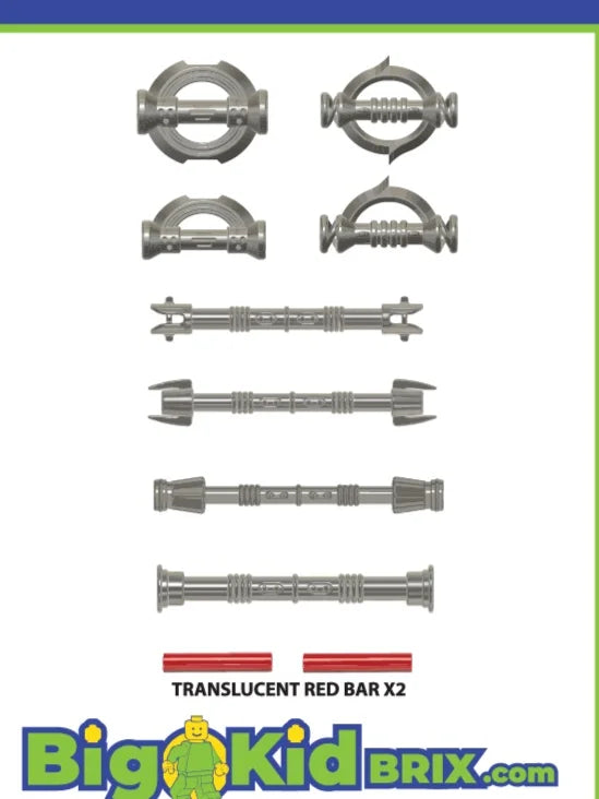 Big Kid Brix Custom LEGO® Minifigure Accessories – Space Knight Double Hilt Pack - Metallic Grey