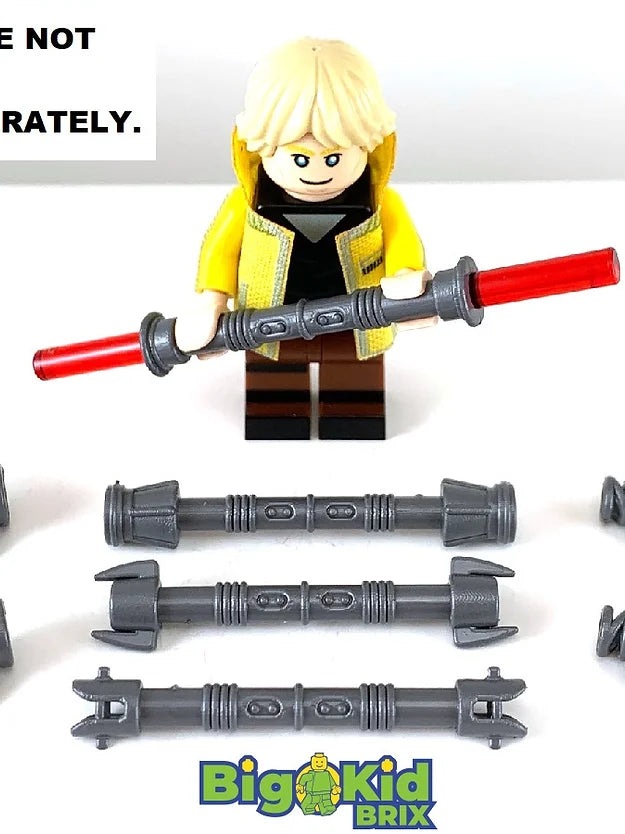 Big Kid Brix Custom LEGO® Minifigure Accessories – Space Knight Double Hilt Pack - Metallic Grey