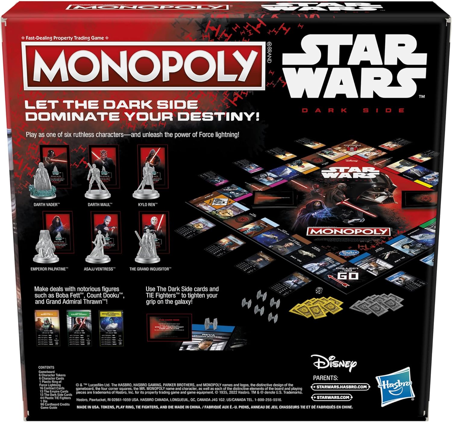 NEW Damaged Box Hasbro Gaming Monopoly: Disney Star Wars Dark Side Edition Board Game