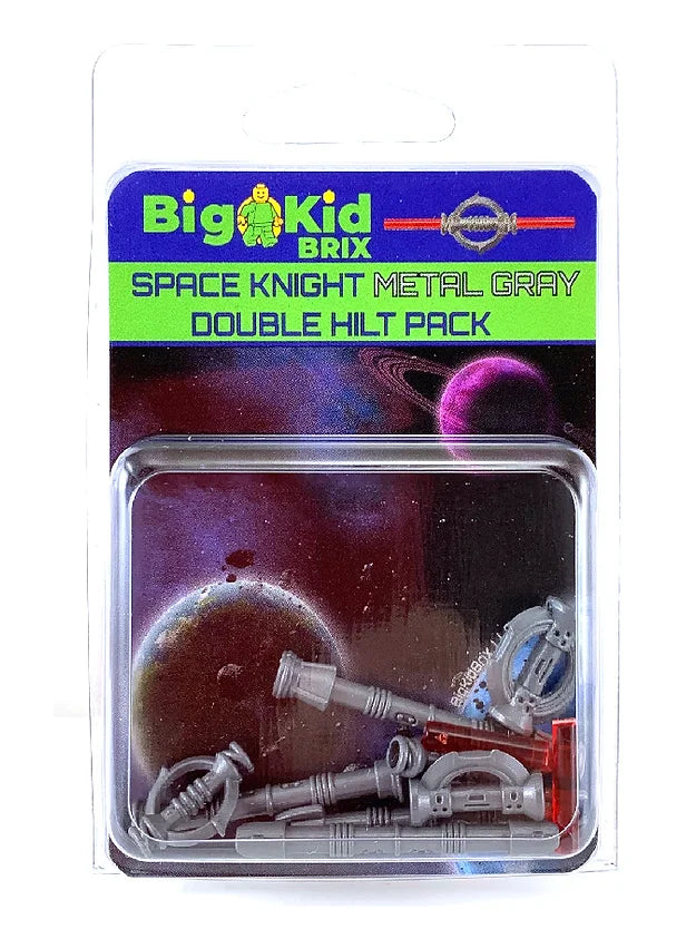 Big Kid Brix Custom LEGO® Minifigure Accessories – Space Knight Double Hilt Pack - Metallic Grey