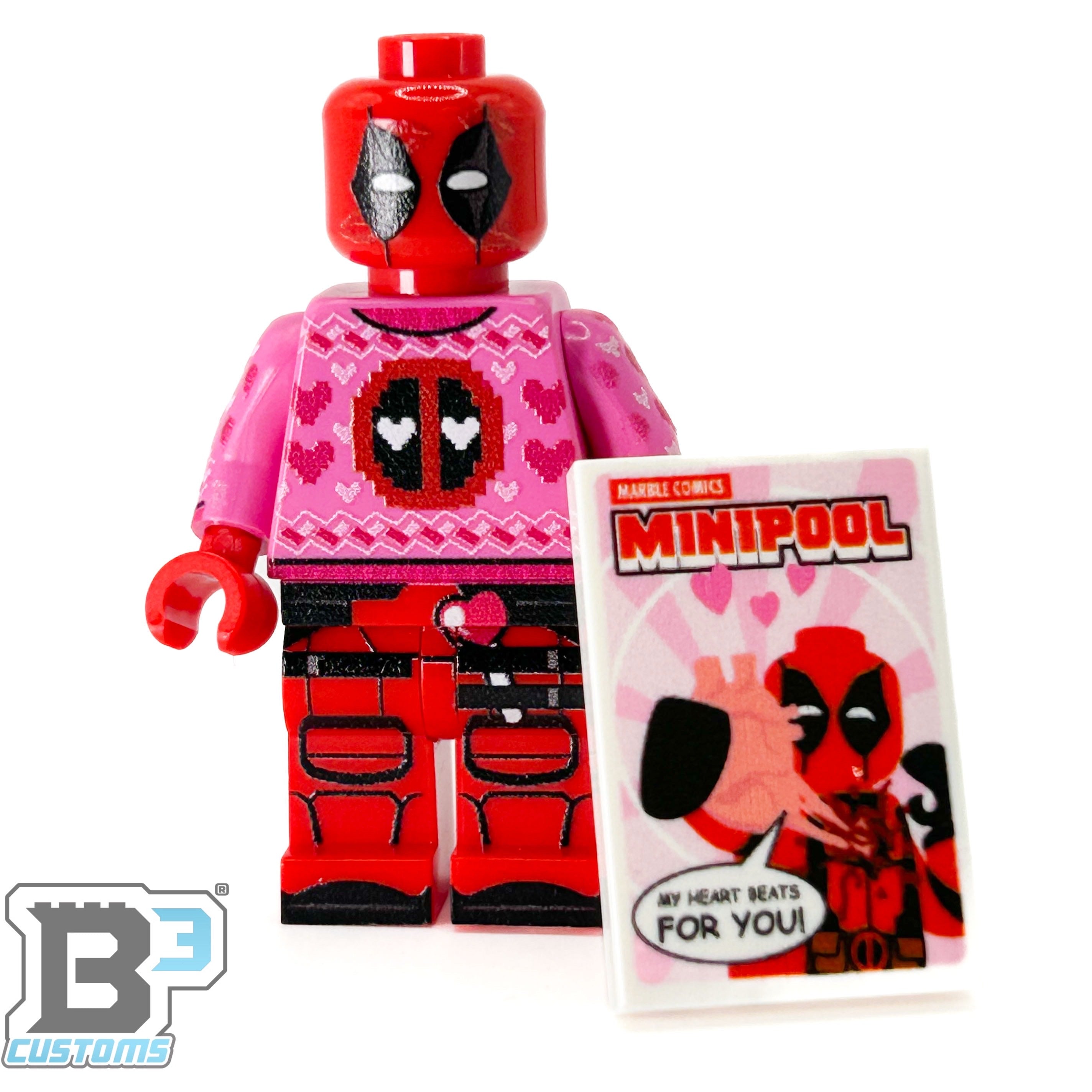 Brickshow Shop Custom LEGO® Minifigure – Valentine's Day Lovepool Collectible