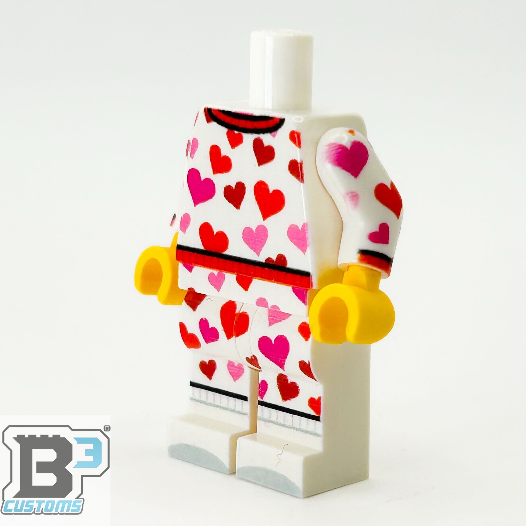 Brickshow Shop Custom LEGO® Minifigure – Hearts Valentine's Day PJs Body made with LEGO parts - B3 Customs Collectible