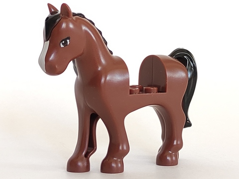 LEGO® Minifigure Animals – 93083c01pb03 Horse, Friends Style with 2 x 2 Cutout with Black Mane and Tail