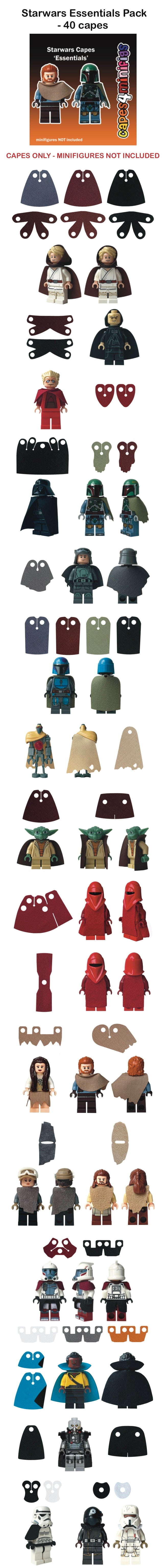 LEGO Star Wars Essentials custom minifigure cape pack, 40 piece assorted set