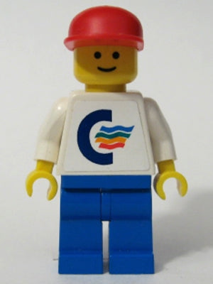 Preowned LEGO® Minifigure – Town CL001 Color Line White Torso w/White Arms Blue Legs Red C
