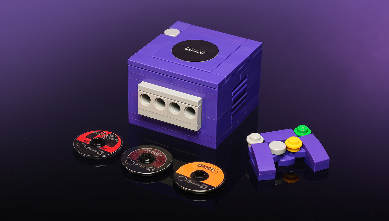 Brickshow Shop Custom Pretendo BrickCube 2001 Video Game Console made using LEGO parts Building Kit