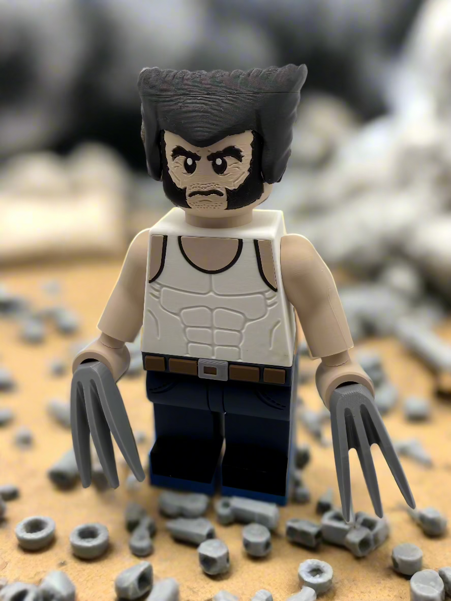 LEGO-inspired Marvel Logan Display Figure Collectible