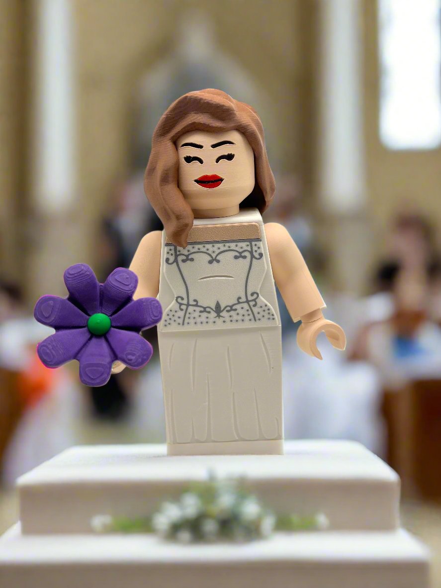 LEGO-inspired Wedding Bride Display Figure Collectible