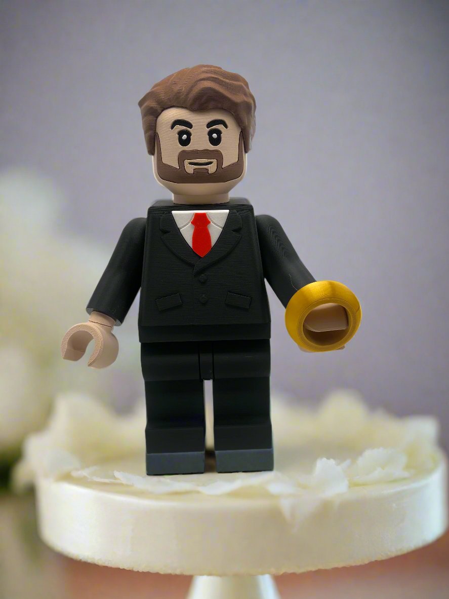 LEGO-inspired Wedding Groom Display Figure Collectible